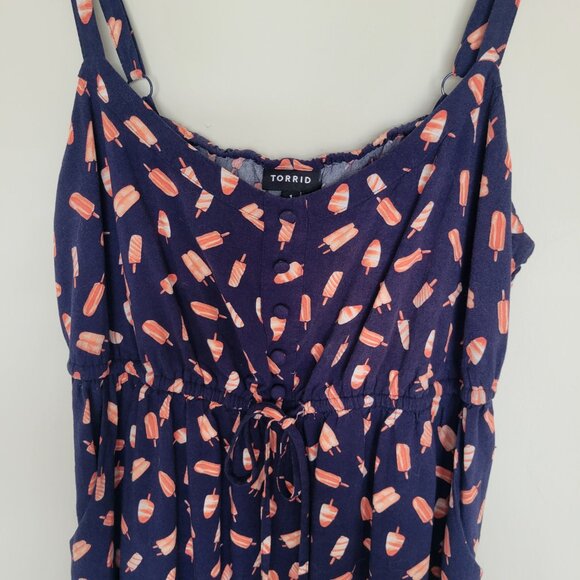 Torrid Popsicle Flowy Midi Dress Elastic Tie Waist Pockets Women's Size 1 - Picture 3 of 9